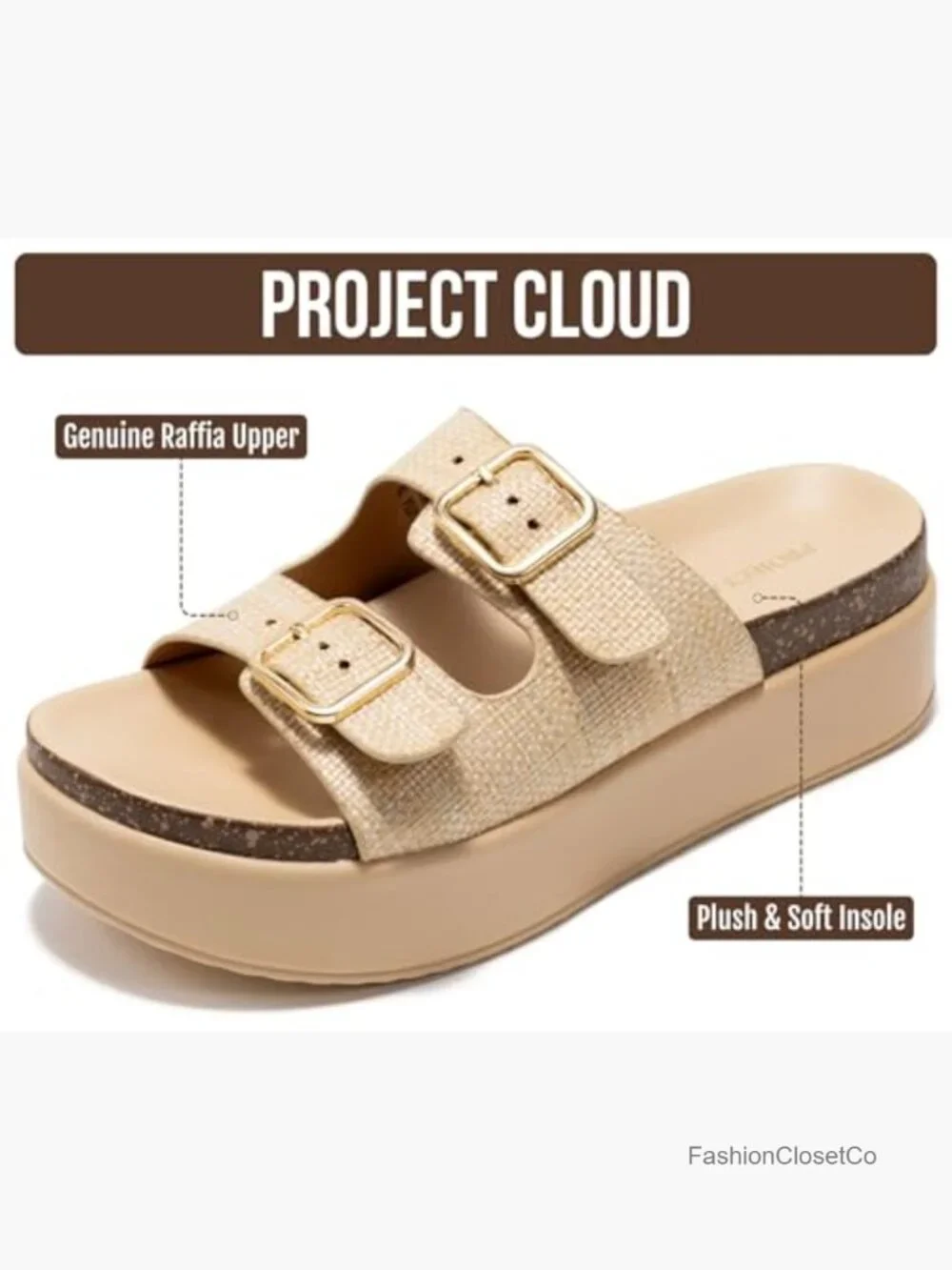Plush & Soft Insole Wedge Slides for Women - Lightweight Platform Sandals